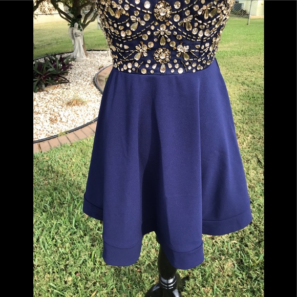 NEW B. Darlin Embellished Sequin Halter Mini Dress - Picture 3 of 8